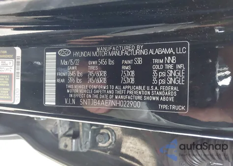 2022 Hyundai Santa Cruz Sel из США, поврежденный, VIN 5NTJB4AE7NH022900